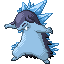 A sprite of 'Foolish' Typhlosion, a fan-conceived Ice-type version of the Pokémon Typhlosion.