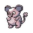 A sprite of a chubby mouse-like Fakemon done in the style of the first generation of Pokemon games.